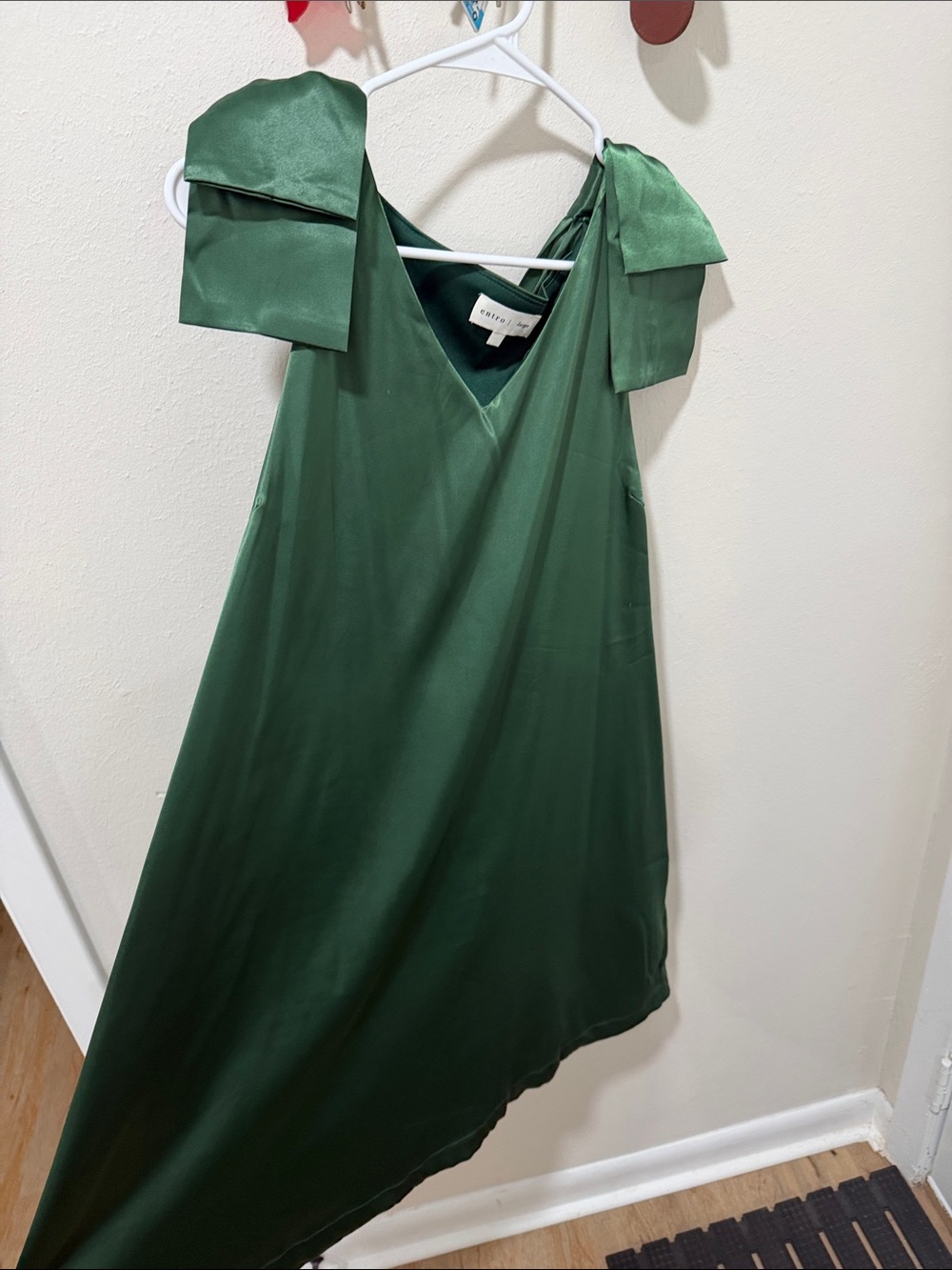 Entro Emerald  Satin Dress with Tie Strap (boutique)